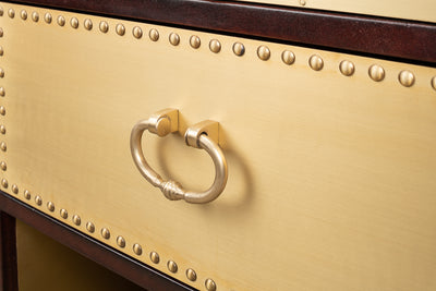 Sarreid Dore Leather & Brass Bedside Chest